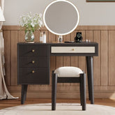 Bellemave® 39" Retro Bohemian Style Wooden Makeup Vanity Set with Charging Plug USB Port and Stool - Bellemave